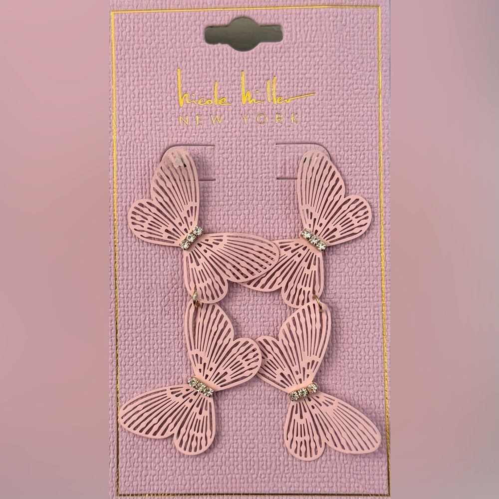 Nicole Miller Pink Butterfly Earrings 8$